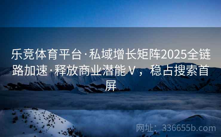 乐竞体育平台·私域增长矩阵2025全链路加速·释放商业潜能Ⅴ，稳占搜索首屏